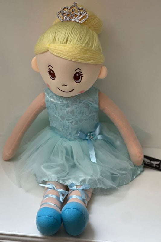 Ballerina Doll with blonde hair and Skye blue tutu dress at The Dance Shop Long Island