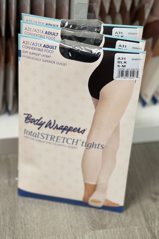 Body Wrappers Adult Convertible Dance Tights in Black Style A31 at The Dance Shop Long Island