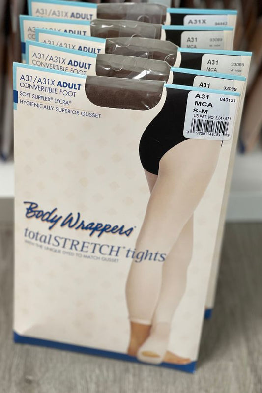 Body Wrappers Adult Convertible Dance Tights in Mocha Style A31 at The Dance Shop Long Island
