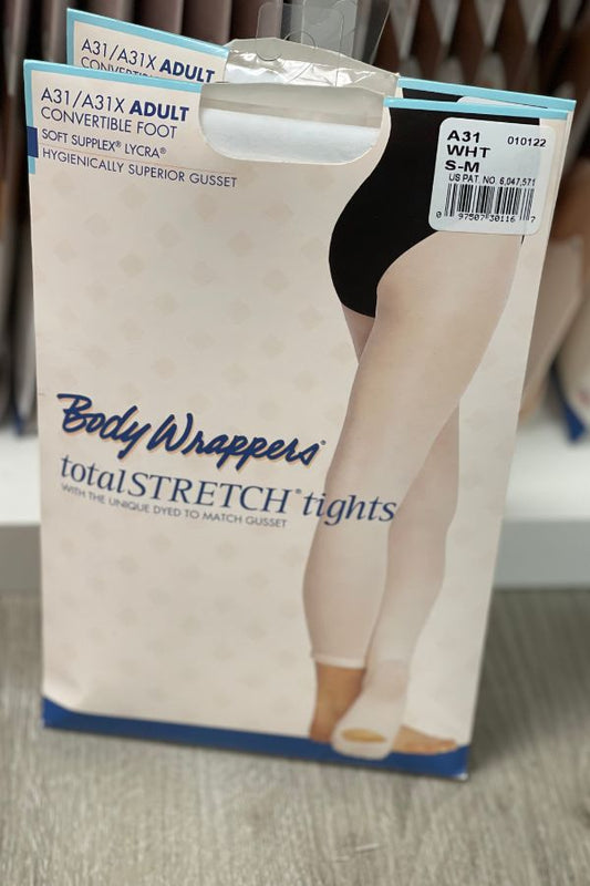 Body Wrappers Adult Convertible Dance Tights in White Style A31 at The Dance Shop Long Island