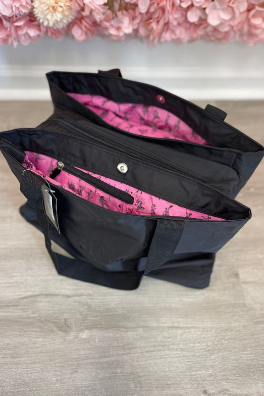 Bloch Multi Compartment Tote in Black with Hot Pink Style A310 at The Dance Shop Long Island
