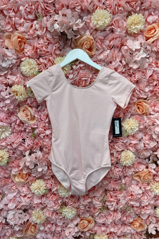Bloch CL5342 short sleeve leotard in candy pink at The Dance Shop Long Island