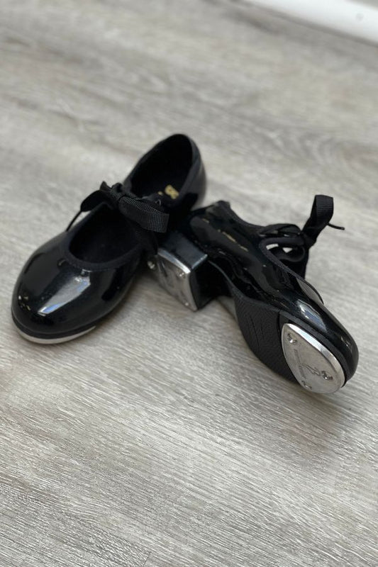 Bloch Children's Annie Tyette Black Patent Ribbon Tie Tap Shoes Style S0350G at The Dance Shop Long Island