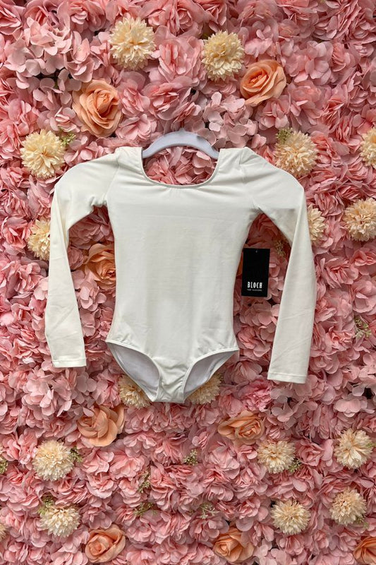 Bloch Girls Long Sleeve Leotard in white CL5409 at The Dance Shop Long Island