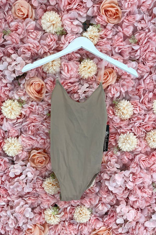 Body Wrappers Multi Point Clear Strap Leotard Bodyliner in Nude Style 266 at The Dance Shop Long Island