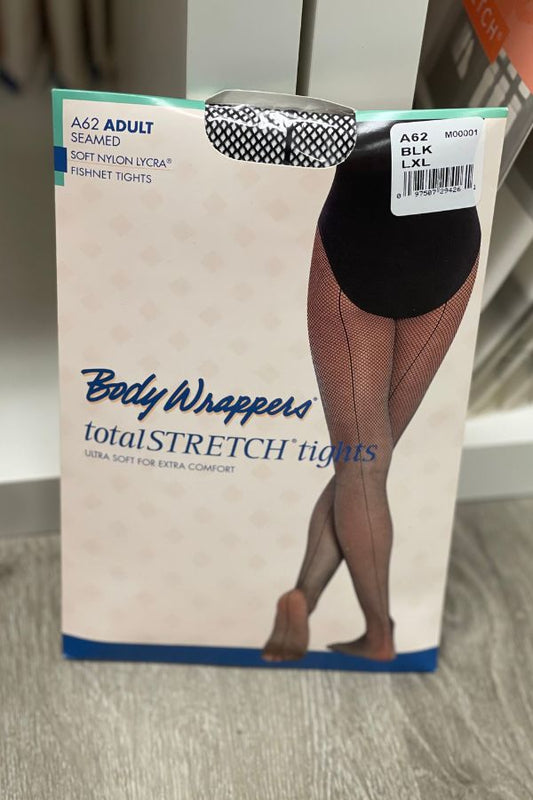 Body Wrappers TotalSTRETCH Black Fishnet Seamed Tights at The Dance Shop Long Island
