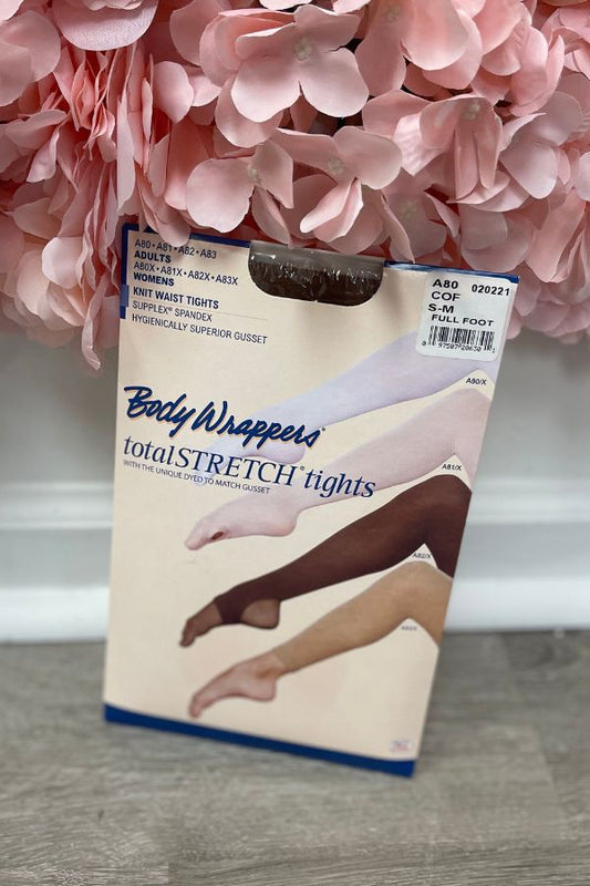 Body Wrappers Adult Knit Waist Footed Tights in Coffee Style A80 at The Dance Shop Long Island