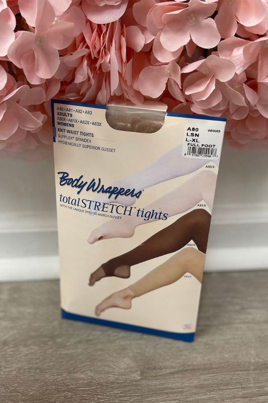 Body Wrappers Adult Knit Waist Footed Tights in Light Suntan Style A80 at The Dance Shop Long Island