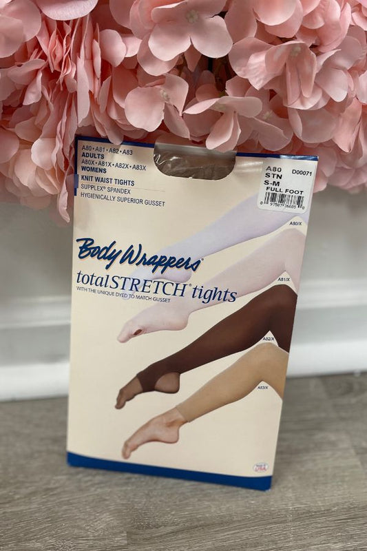 Body Wrappers Adult Knit Waist Footed Tights in Stage Tan Style A80 at The Dance Shop Long Island