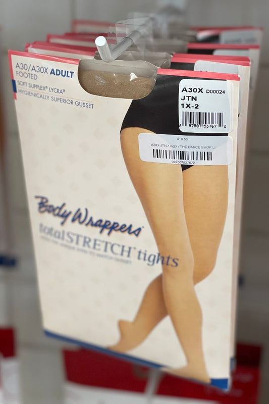 Body Wrappers Plus Size Footed Dance Tights in Jazzy Tan Style A30X at The Dance Shop Long Island