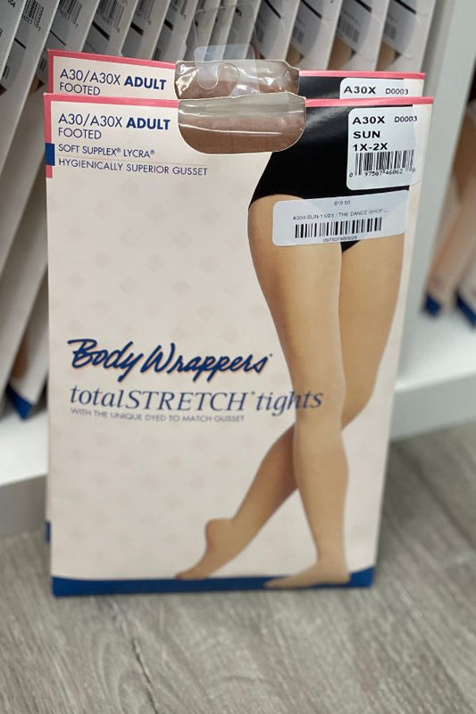 Body Wrappers Plus Size Footed Dance Tights in Suntan Style A30X at The Dance Shop Long Island