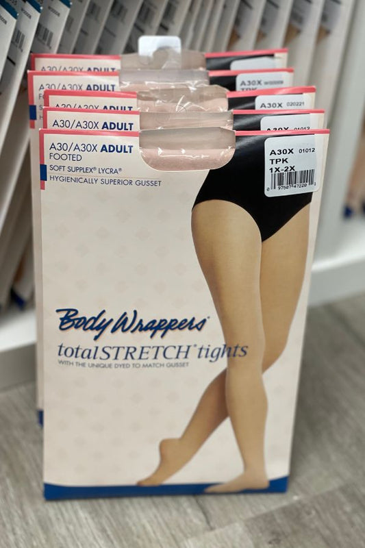 Body Wrappers Plus Size Footed Dance Tights in Theatrical Pink Style A30X at The Dance Shop Long Island