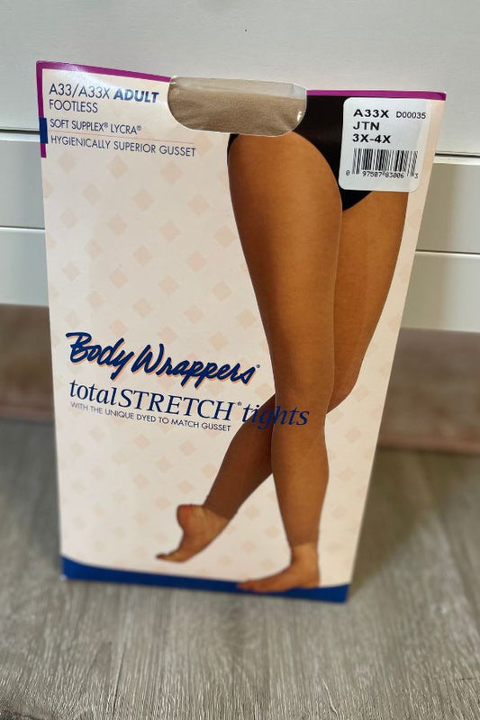 Body Wrappers Adult Plus Size Footless Dance Tights in Jazzy Tan Style A33X at The Dance Shop Long Island