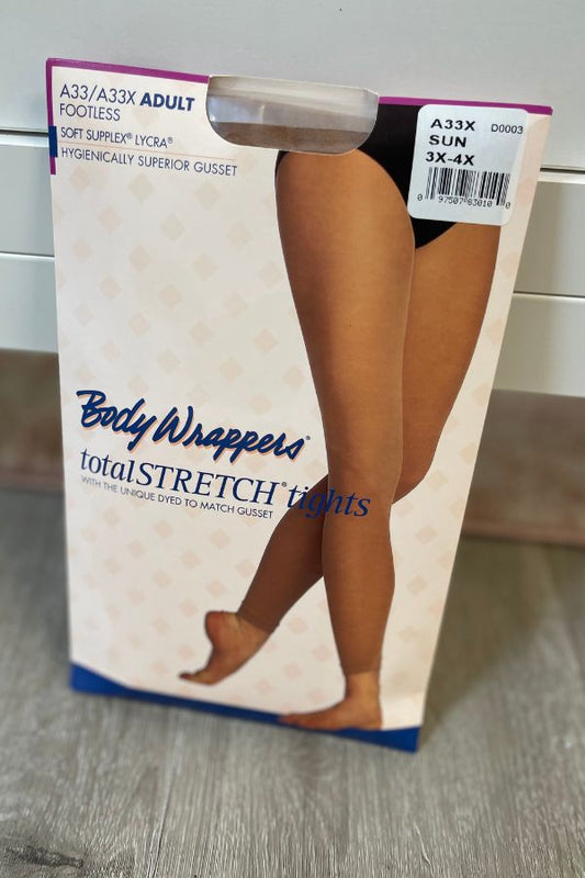 Body Wrappers Adult Plus Size Footless Dance Tights in Suntan Style A33X at The Dance Shop Long Island