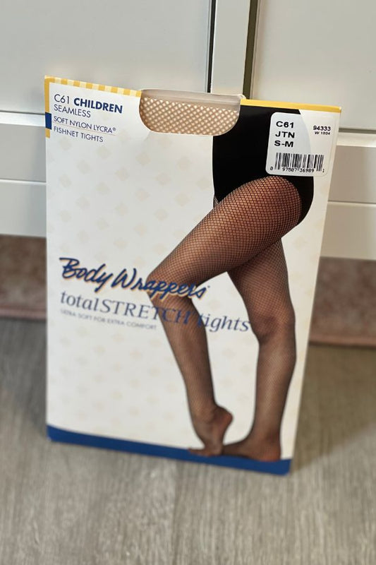 Body Wrappers Children's Seamless Fishnet Tights in Jazzy Tan Style C61 at The Dance Shop Long Island