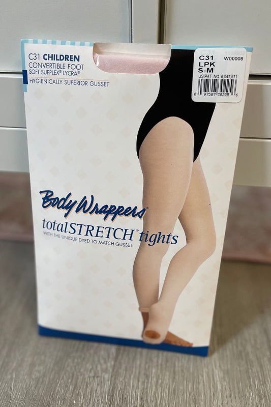 Body Wrappers Children's TotalStretch Convertible Dance Tights in Light Pink Style c31 at The Dance Shop Long Island