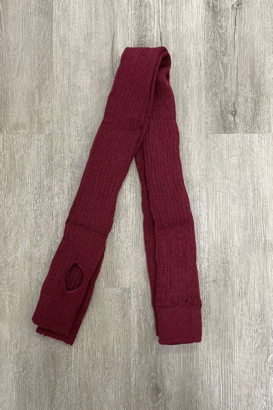 Body Wrappers Extra Long Stirrup Leg Warmers in Burgundy Style 92 at The Dance Shop Long Island