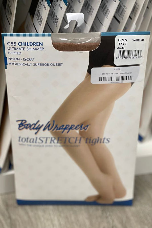 Body Wrappers Children's Ultimate Shimmer Footed Tights in Toast at The Dance Shop Long Island