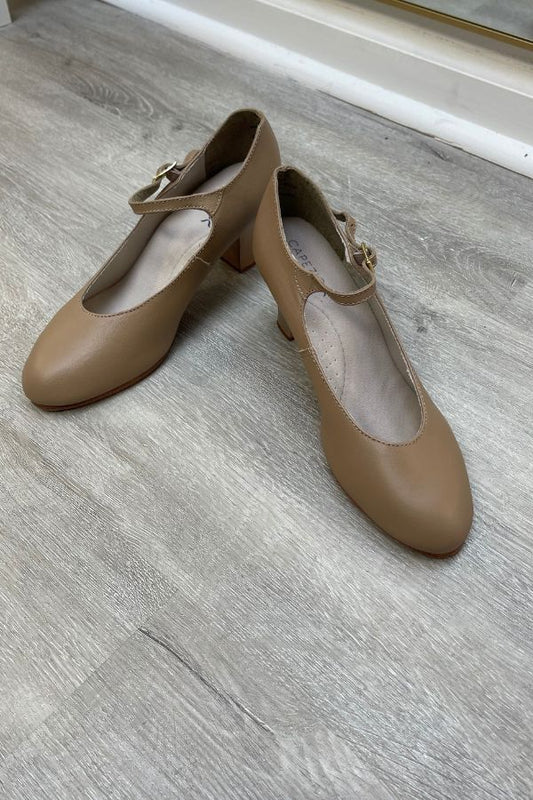 Capezio Student Footlight 2 Inch Heel Character Shoes in caramel at The Dance Shop Long Island