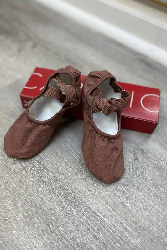 Children's Capezio Hanami Canvas Ballet Shoes in Mocha at The Dance Shop Long Island