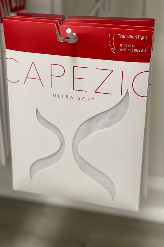 Capezio Children's Ultra Soft Self Knit Waistband Transition Tights in White Style 1916C at The Dance Shop Long Island