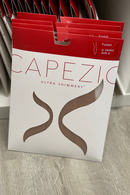 Capezio Children's Ultra Shimmery Footed Tights in Suntan 1808C at The Dance Shop Long Island
