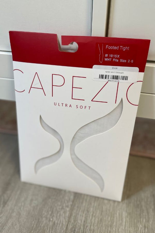 Capezio Children's Ultra Soft Footed Dance Tights in White Style 1915C at The Dance Shop Long Island