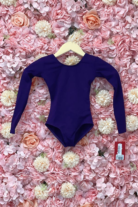 Capezio Children's Long Sleeve Nylon Leotard in Purple Style TB134C at The Dance Shop Long Island