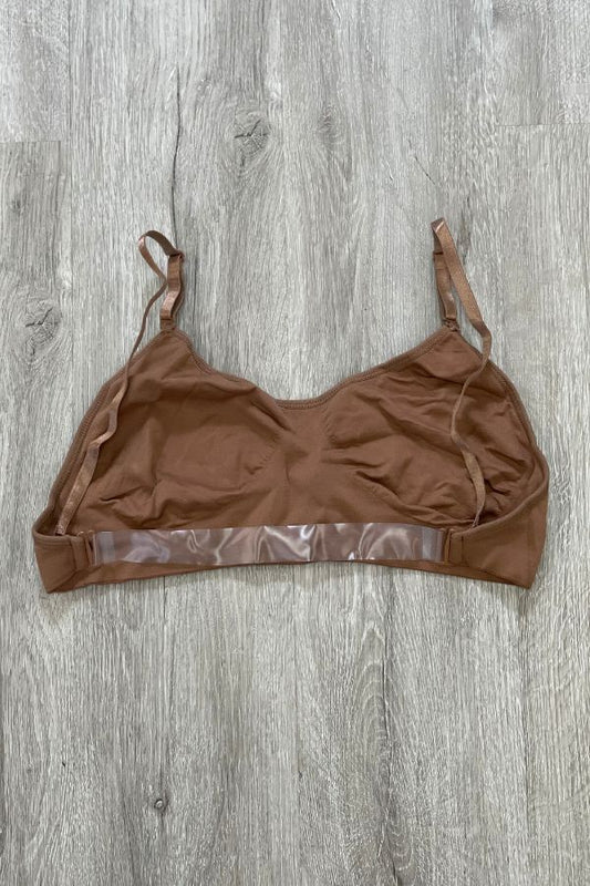 Capezio Seamless Clear Back Bra in Mocha Style Number 3683 at The Dance Shop Long Island