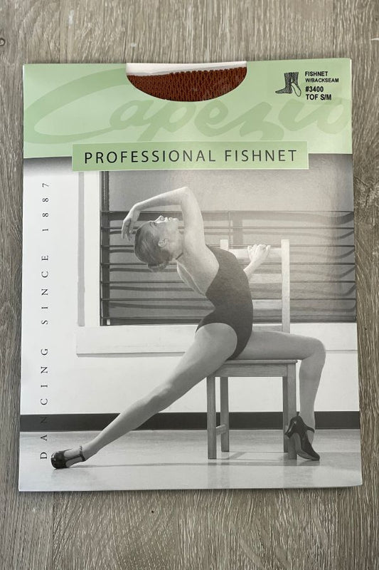 Capezio Professional Fishnet Tights with Back Seam in Toffee Style 3400 at The Dance Shop Long Island