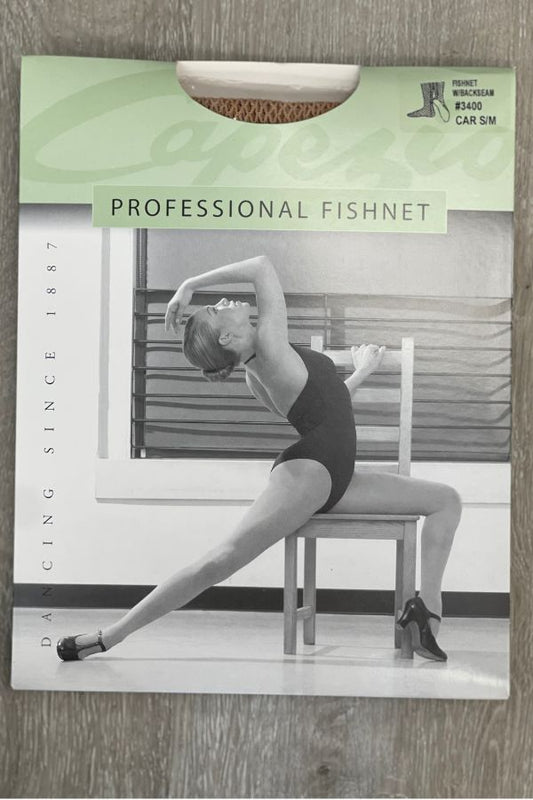 Capezio Professional Fishnet Tights with Back Seam in Caramel Style 3400 at The Dance Shop Long Island