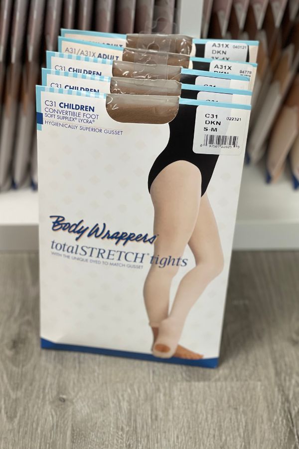 Body Wrappers Children's Convertible Dance Tights in Dark Nude Style C31 at The Dance Shop Long Island