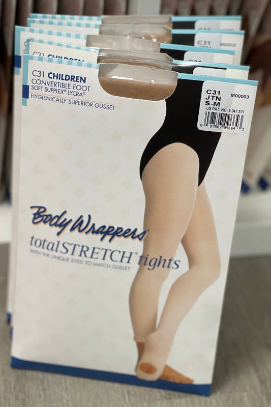 Body Wrappers Children's Convertible Dance Tights in Jazzy Tan Style C31 at The Dance Shop Long Island
