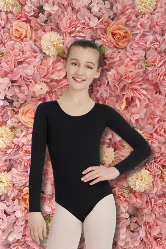 Childrens Black Long Sleeve Leotard Capezio Team Basics TB134C at The Dance Shop Long Island