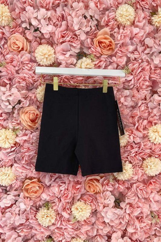 Girls Cotton Lycra Mid-Thigh Shorts - Black