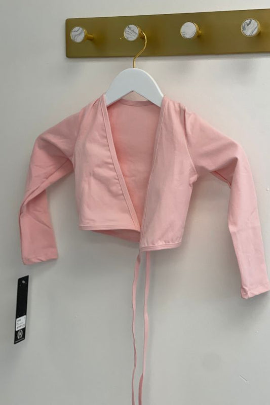 Girls Long Sleeve Cotton Lycra Ballet Wrap Sweater - Pink