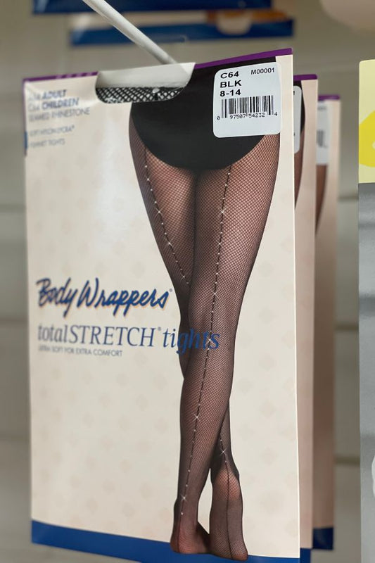 Girls Rhinestone Seamed Fishnet Tights in Black at The Dance Shop Long Island