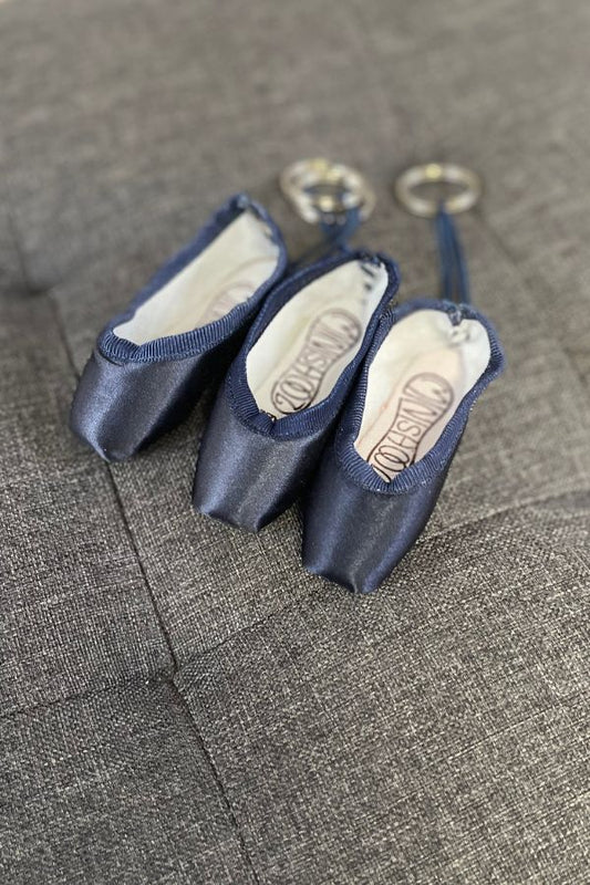 Pillows for Pointes Minishooz Navy Mini Pointe Shoe Keychain at The Dance Shop Long Island