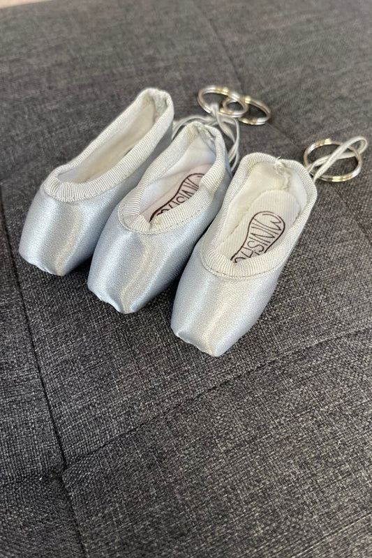 Pillows for Pointes Minishooz Silver Mini Pointe Shoe Keychain at The Dance Shop Long Island