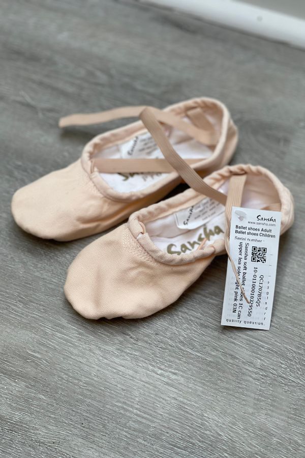 Sansha Pro1C Canvas Split Sole Ballet Shoes in Light Pink at The Dance Shop Long Island