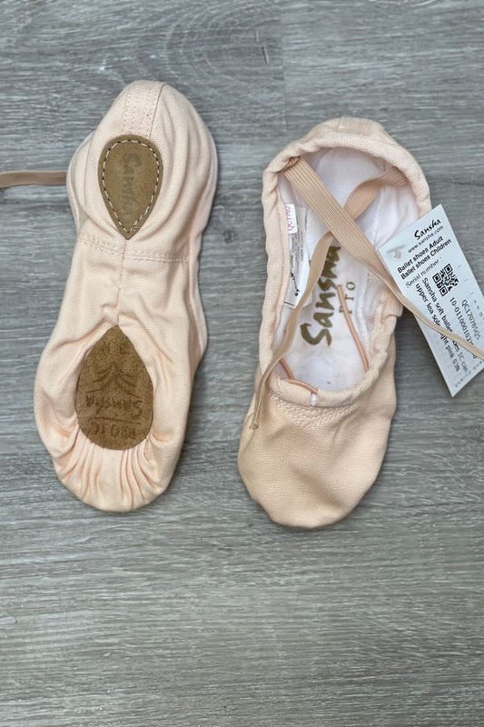 Sansha Pro1C Canvas Split Sole Ballet Shoes in Light Pink at The Dance Shop Long Island