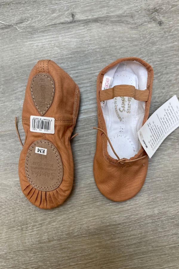 Sansha Star Split 15C Canvas Split Sole Ballet Shoes in Flesh at The Dance Shop Long Island