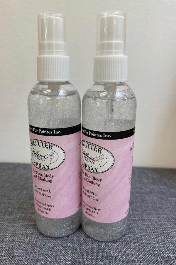 Silver Body Glitter Spray pump by Pillows for Pointes at The Dance Shop Long Island