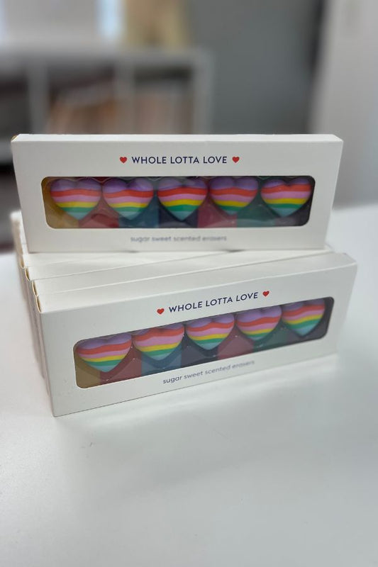Snifty Whole Lotta Love Scented Heart Erasers Set of 5 in multicolor stripes at The Dance Shop Long Island